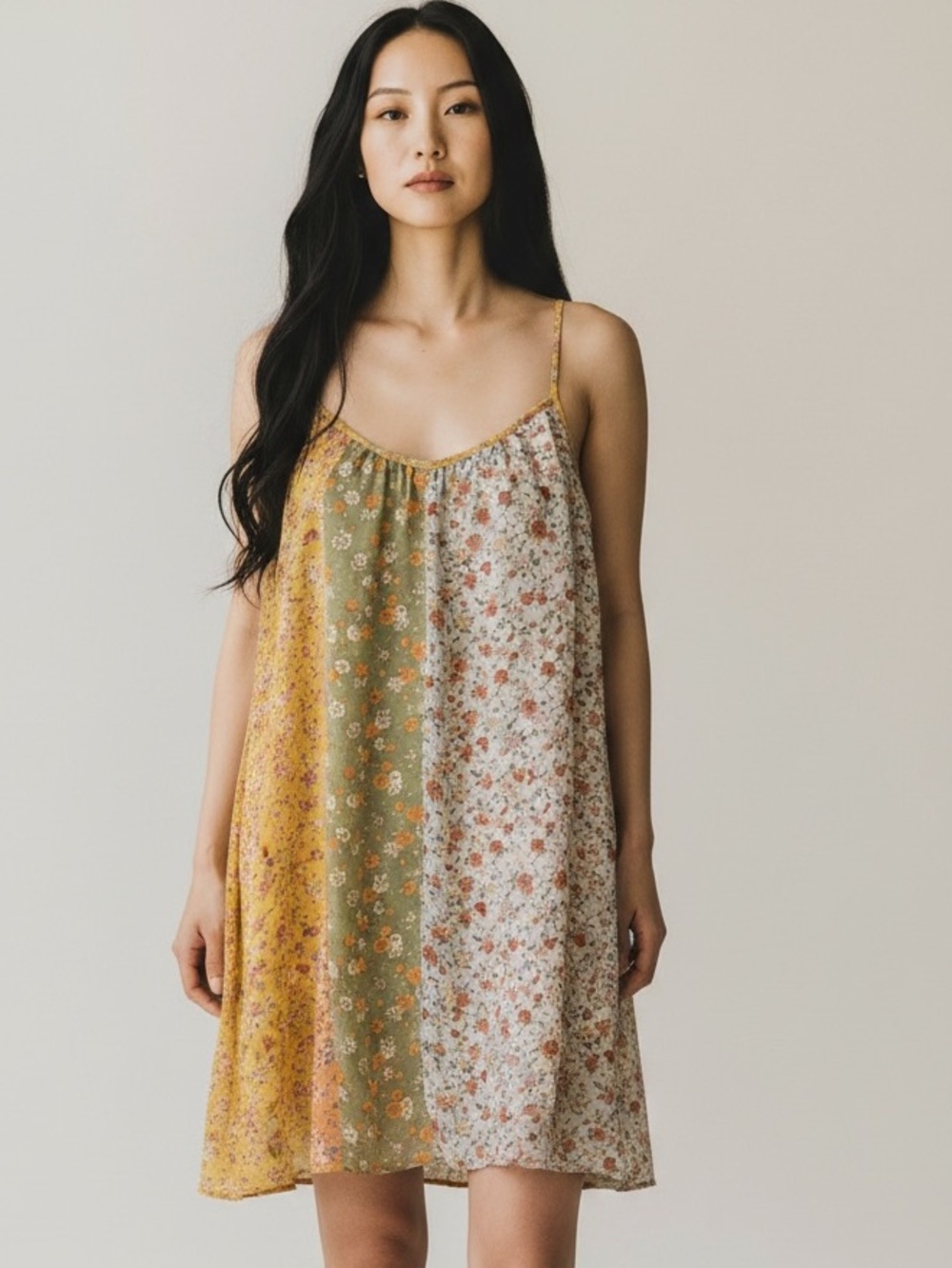 Entro Floral Patchwork Sleeveless Sundress Multicolor size large